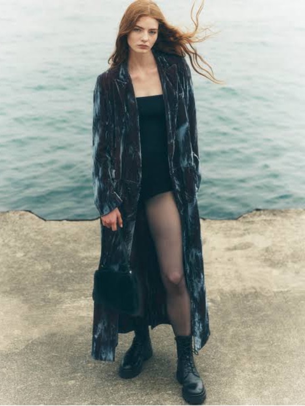Crushed Velvet Long Coat Collina Strada